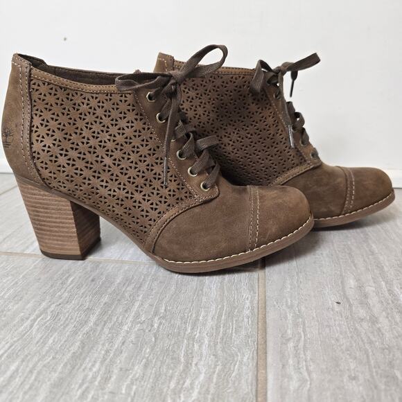 Womens Timberland Rudston Lt Brown Leather Lace Up Shoe Boots 6.5 - Picture 4 of 6